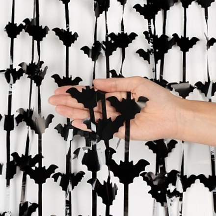 Занавес Летучие мыши, Черный, Металлик, 100*200 см