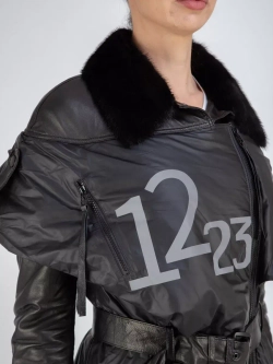 Куртка демисезонная из натуральной кожи и плащевки пальто