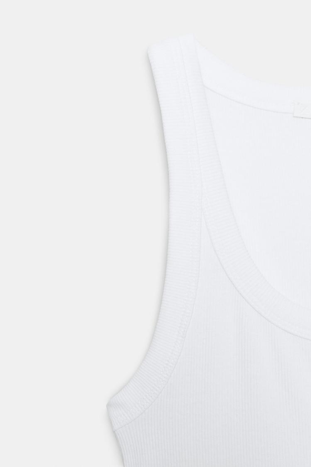 ZARA ТОП В РУБЧИК БЕЗ РУКАВОВ, БЕЛЫЙ