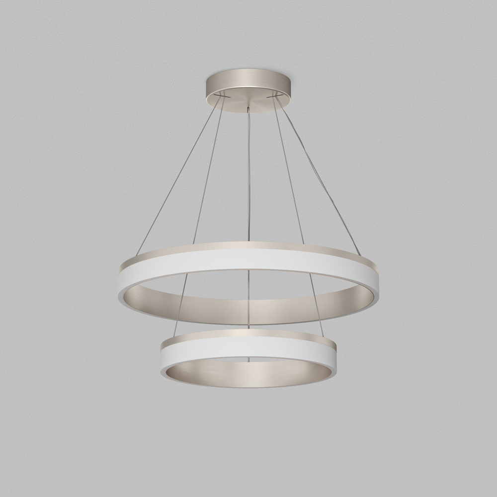 Подвесной светильник RING, ?600+400 мм, LED, 63Вт, 4000К, алюминий+акрил, сатин. никель