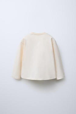 ZARA ФУТБОЛКА С ПРИНТОМ, ЭКРЮ