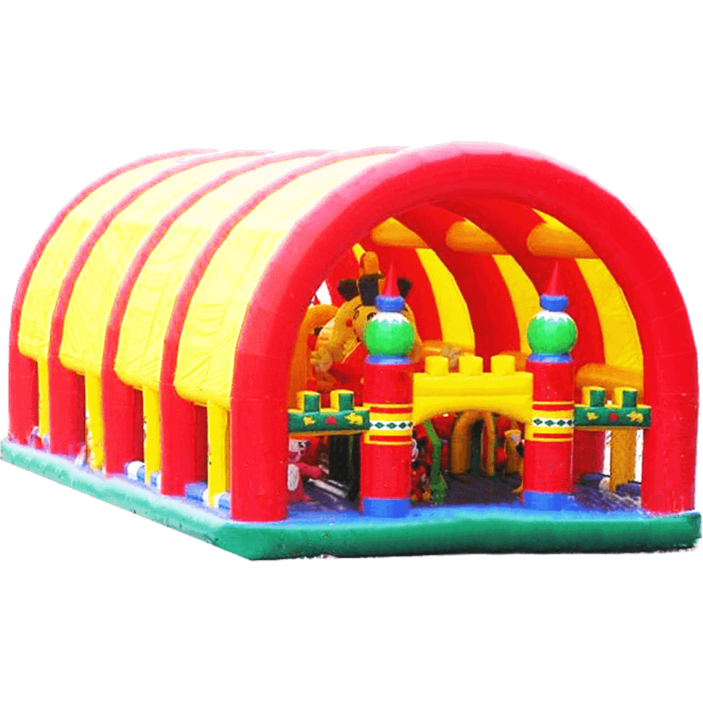 Коммерческий надувной батут "Зверята с крышей 2" 14*8*6 м