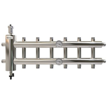 Распределительный коллектор с гидрострелкой 85 кВт, 9 контуров