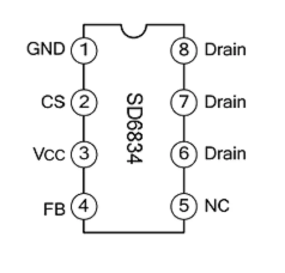 SD6834 dip -8 микросхема (контроллер PWM + PFM) 2шт