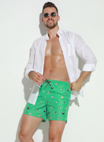 Мужские пляжные шорты с принтом в виде суши (Размер: XL) (Цвет: салатовый)