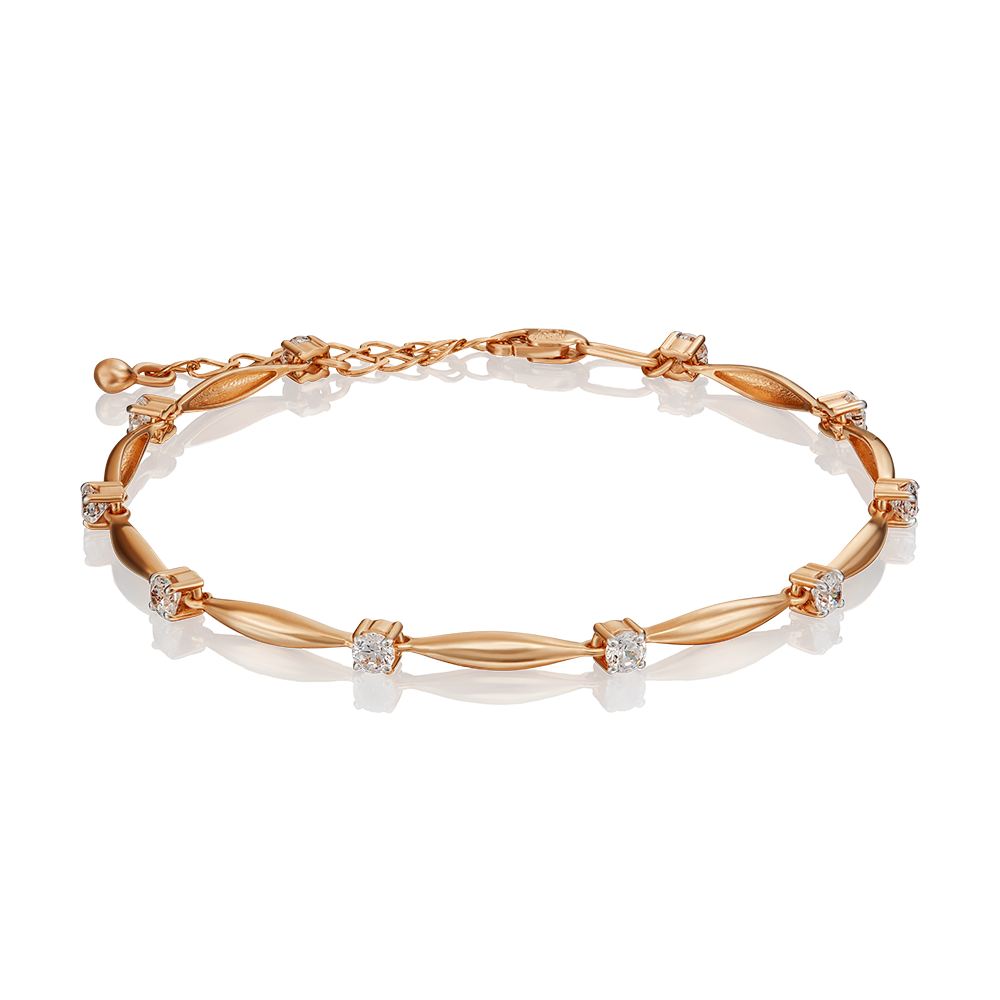 Браслет из красного золота с фианитами