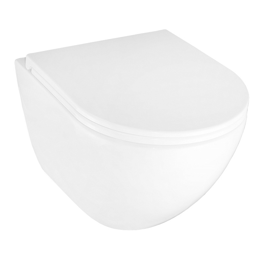 Унитаз подвесной Azario Trevi 495х360х390 безободковый, слив "Скрытое Торнадо", в комплекте с сидением микролифт, белый (AZ-0093UQ3)