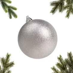 Шар пластиковый глиттер 140 мм., серебро, ЕлкиТорг (150511)