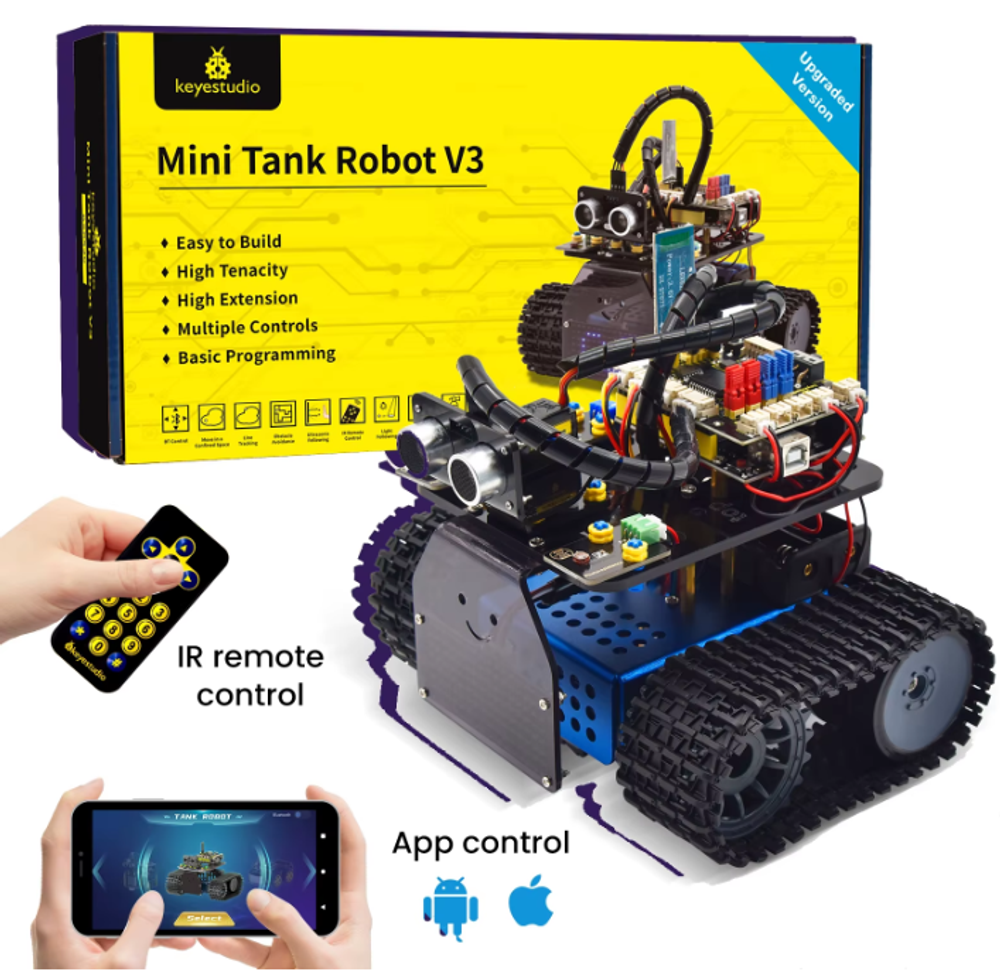 Набор KS0555 Keyestudio Mini Caterpillar танк-робот V3.0  (Arduino)