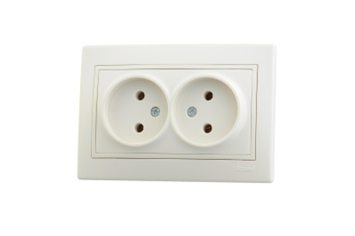 Розетка 2-местная LEZARD Мира крем со вставкой б/з керамика