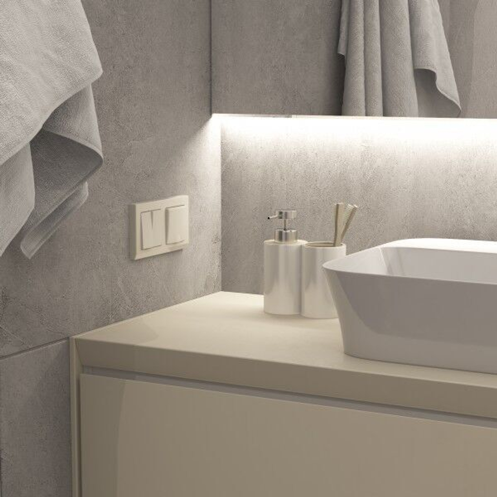 Выключатель двухклавишный проходной (айвори матовый)