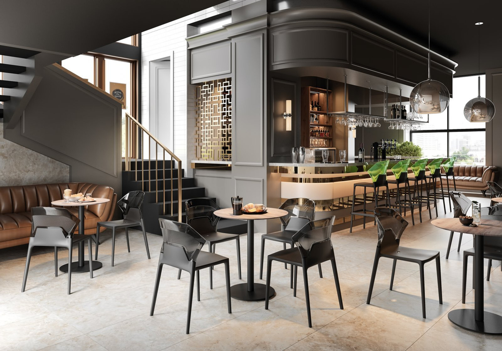 Стул пластиковый Papatya Ego-S, антрацит, дымчатый