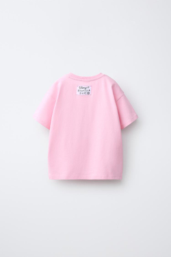 ZARA ФУТБОЛКА С ФРУКТОВЫМ ПРИНТОМ И ВЫШИВКОЙ, РОЗОВЫЙ