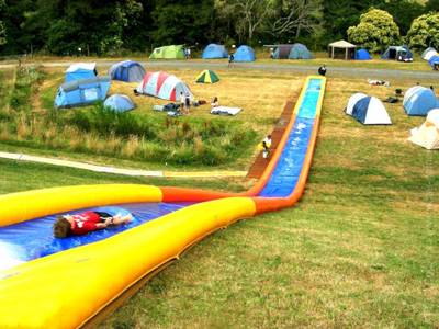 Водная горка с надувным дном, герметичная ТУРБО «Капля», 100*2*,0,5 м