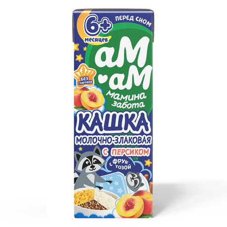АМ-АМ Готовая кашка молочно-злаковая с персиком для детей от 6 мес.