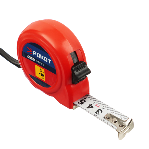 РОКОТ Рулетка, пластик, 5мх19мм, цвет корпуса в ассортименте