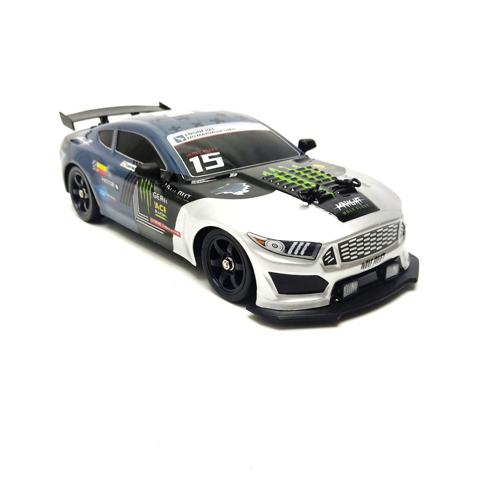 Радиоуправляемая машина для дрифта HB Ford Mustang (4WD, свет, пар, акб, 1:16) - SC16A05-1 бело-голубой