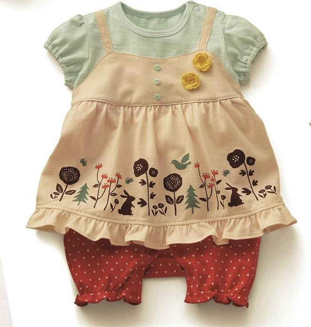 Песочник детский с принтами и вязаными цветами