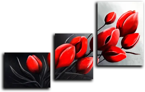 Модульная картина "Красные бутоны"