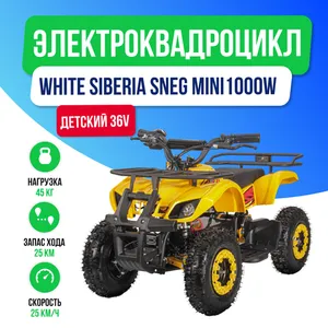Детский электроквадроцикл WHITE SIBERIA SNEG MINI 1000W - Желтый фото №2