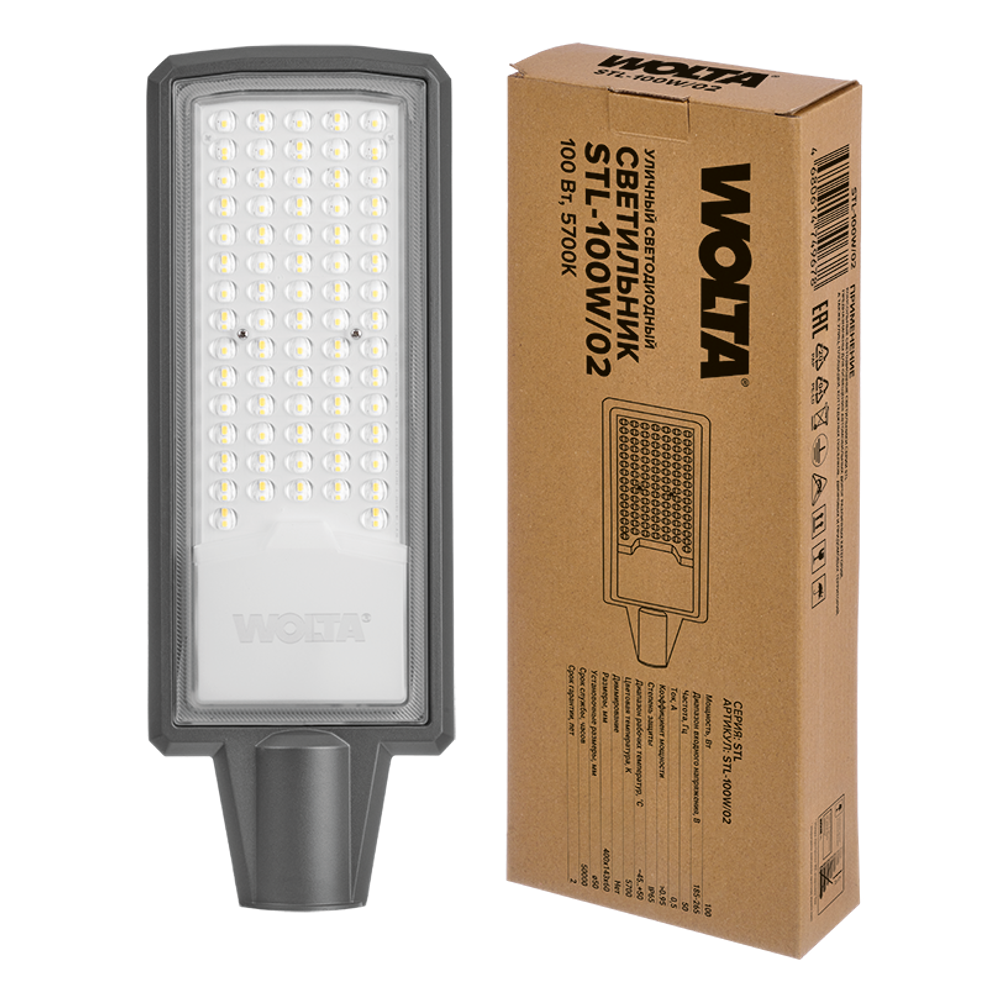 Светильник LED уличный 100Вт 5700К IP65 10000лм WOLTA