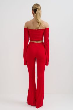 Леггинсы клеш из вискозы красного цвета