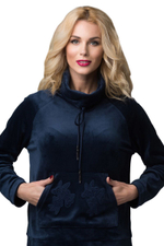 Костюм из бархатистого материала с карманом-кенгуру (Размер: L) (Цвет: темно-синий)