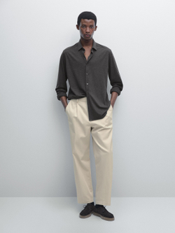 Massimo Dutti Рубашка облегающего кроя из эластичной ткани, серый