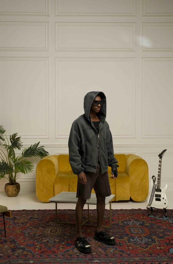 Худи Zip 2black Vintage темно-серый - фото 3