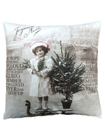 Наволочка декоративная "Девочка и елка" 45x45см