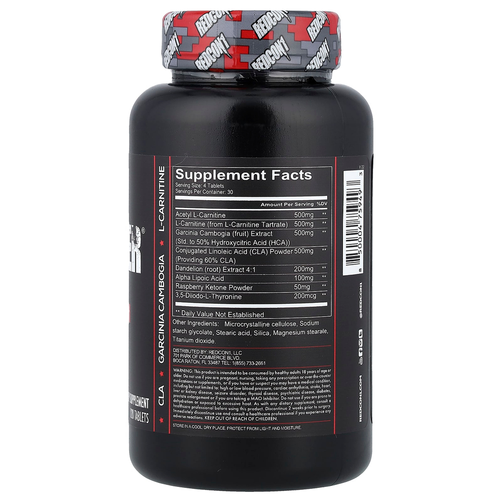 Redcon1, Silencer®, сжигатель жира без стимуляторов, 120 таблеток