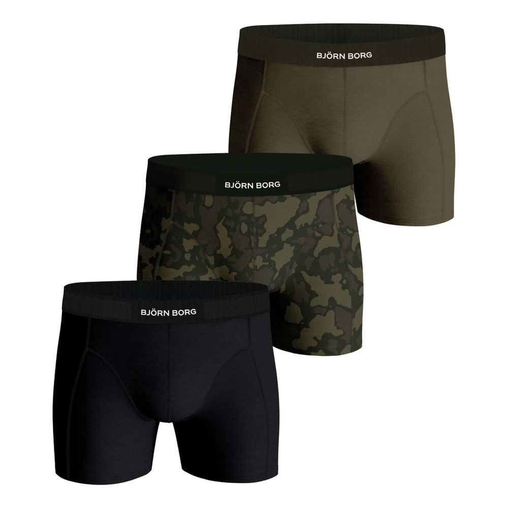 Björn Borg Premium Cotton Stretch Boxer Shorts 3 Pack Men - Black, Khaki