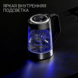 Чайник электрический Polaris, PWK 1725CGLD WIFI IQ Home, 1.7 л, 2200 Вт, ск нагр элем, стекло