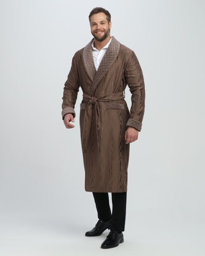 Халат из облегченного жаккарда со стеганными бортами