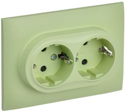 Розетка 2-м SKANDY 16А с заземл. защ. шторки в сборе SK-R07G мятный IEK SK-R24-16-K06-F