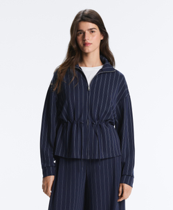 Oysho Мягкая куртка с регулируемой талией и высоким воротником, синий