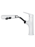 Смеситель для раковины с выдвижным изливом WONZON & WOGHAND, Белый матовый (WW-AE4151-MW)