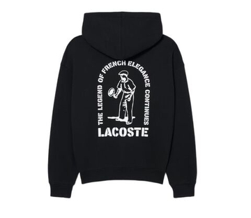 Мужская теннисная кофта Lacoste Loose Fit Printed Hoodie - black