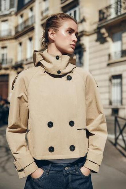 ZARA ТРЕНЧ КОРОТКИЙ С КАПЮШОНОМ, СВЕТЛЫЙ ЖЕЛТО-КОРИЧНЕВЫЙ