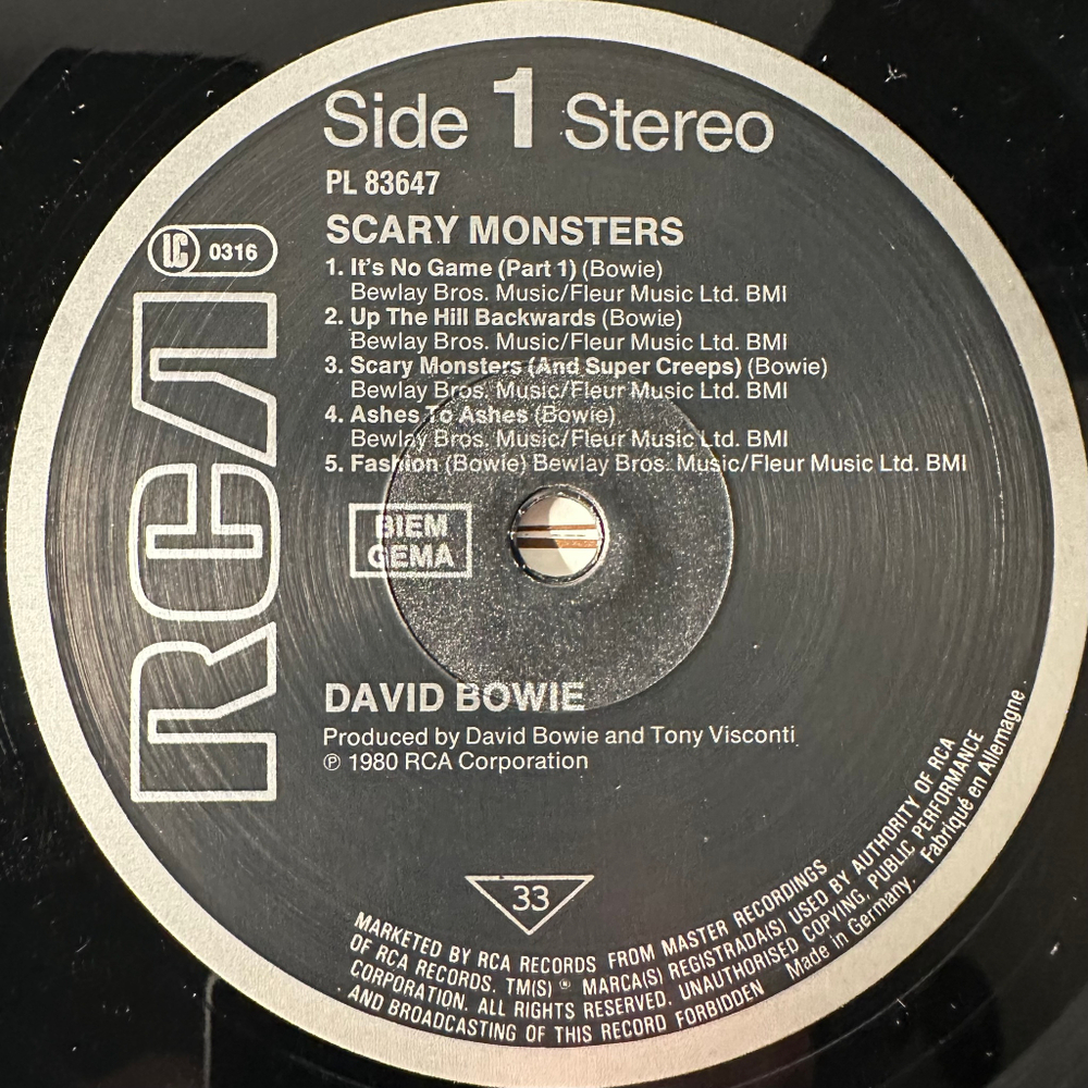 David Bowie ‎– Scary Monsters (Германия 1983г.)