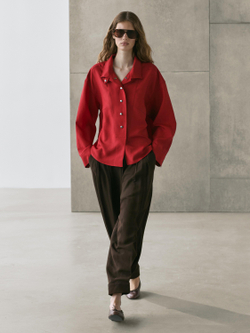 Massimo Dutti Рубашка свободного кроя с кнопками, красный