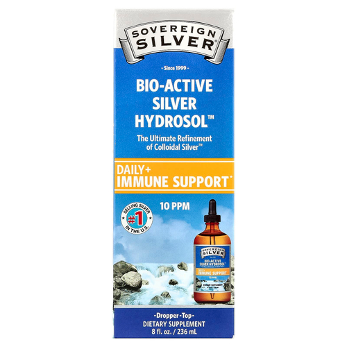 Sovereign Silver, Bio-Active Silver Hydrosol™, пипетка, для ежедневного приема и поддержки иммунитета, 10 част./млн, 236 мл (8 жидк. унций)