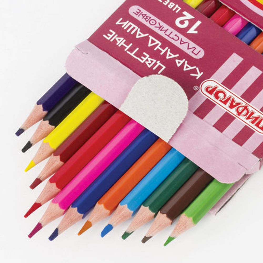 Карандаши цветные ПИФАГОР "ФЕЯ", 12 цветов, пластиковые, классические заточенные, 181338