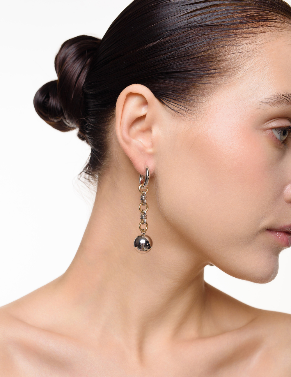 Серьги "Silver Ball" Bicolor