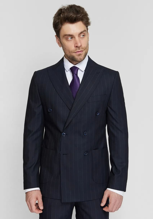 Мужской классический костюм тройка (темно-синий) Б24