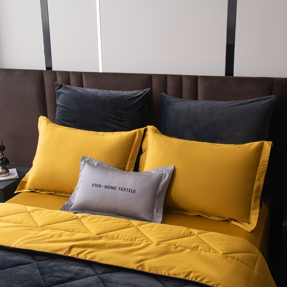 КПБ на резинке Сатин Velvet Premium с Одеялом VPR006, Евро, 4 наволочки, простынь 140*200*25