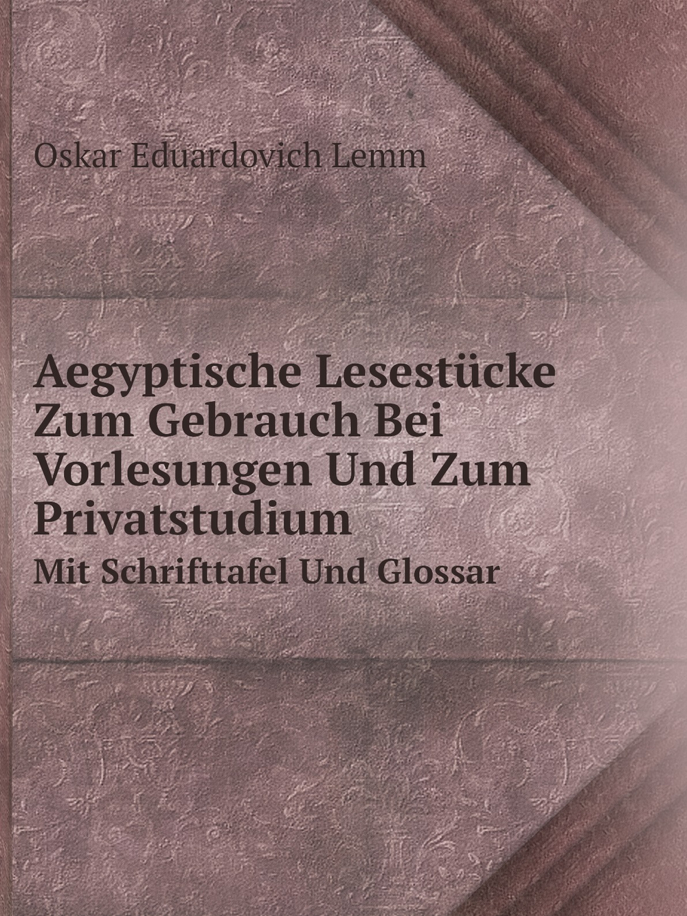 Aegyptische Lesestücke Zum Gebrauch Bei Vorlesungen Und Zum Privatstudium. Mit Schrifttafel Und Glossar | O.E. Lemm