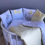 Комплект в кроватку 18 предметов "Слоник на луне" желтый, сатин