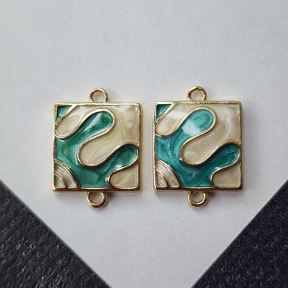 Коннектор, позолота с рисунком эмалью, р-р 12.5×17мм, штучно