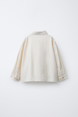 ZARA РУБАШКА В КЛЕТКУ С ВЫШИВКОЙ, ЭКРЮ